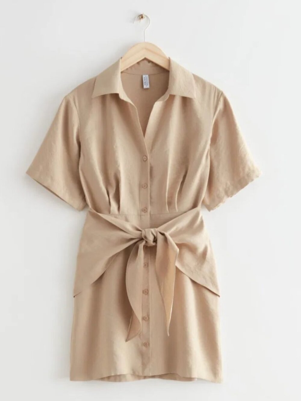 & Other Strories Tie Front Mini Shirt Button Down Dress